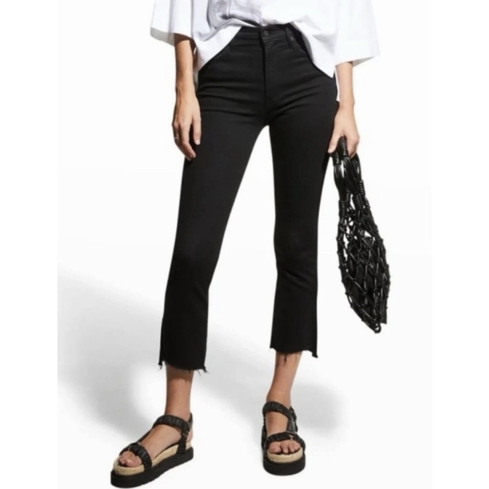 MOTHER The Insider Crop Step Fray Womens 28 Not Guilty Black Jeans 28x27